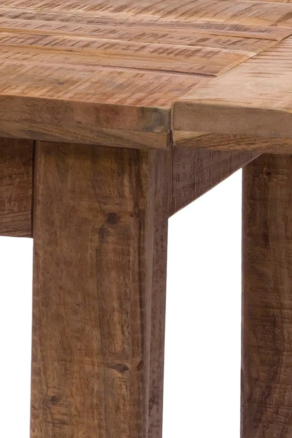 Tavolo da pranzo vintage quadrato allungabile in legno riciclato, dettaglio