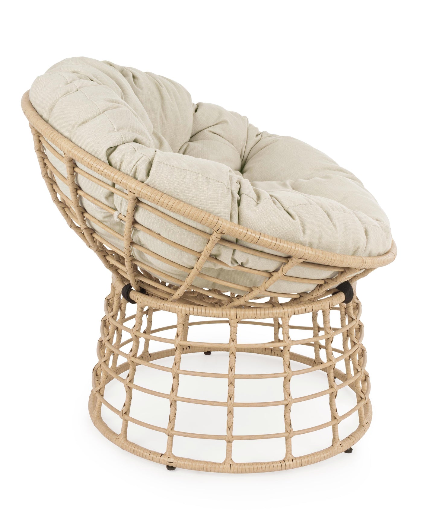 Poltrona ovale per esterni con intreccio in fibra color naturale e cuscini - SPEDIZIONE GRATUITA - lapagoda.net