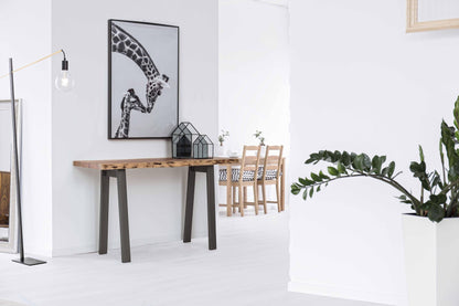 Consolle industrial in legno massello con bordi irregolari effetto legno vivo - SPEDIZIONE GRATUITA-  lapagoda.net