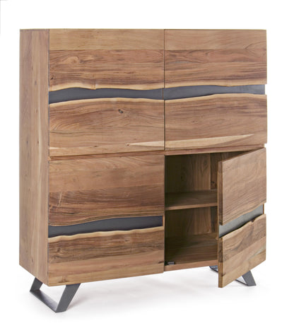 Credenza industrial in legno massello  4 ante quadrate con inserti in metallo ripiani interni SPEDIZIONE GRATUITA-lapagoda.net