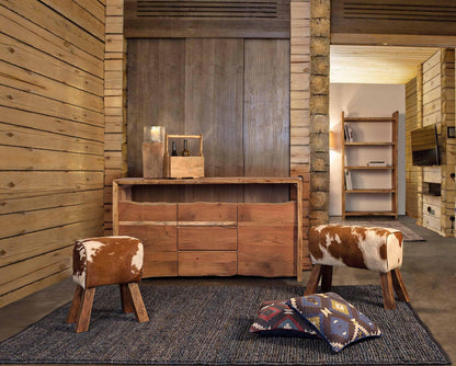 Credenza 2 ante 3 cassetti in legno massello grezzo d'acacia effetto legno vivo - SPEDIZIONE GARTUITA- lapagoda.net