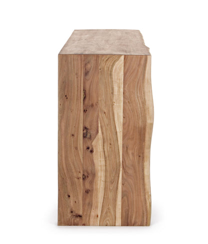 Credenza 2 ante 3 cassetti in legno massello grezzo d'acacia effetto legno vivo - lapagoda.net