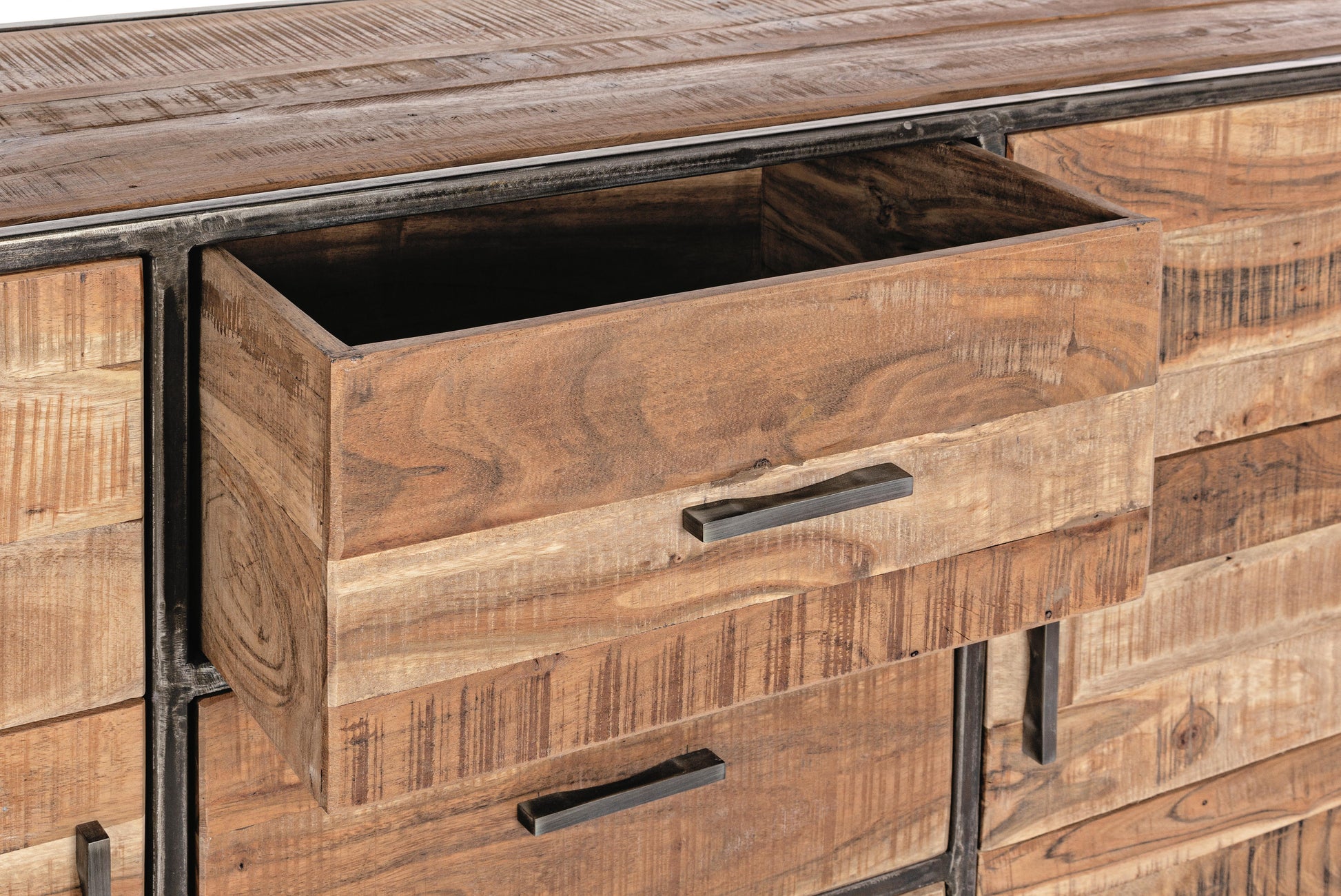 Credenza industrial in ferro battuto e legno massello 2 ante 3 cassetti SCONTO 20% spedizione gratuita - lapagoda.net