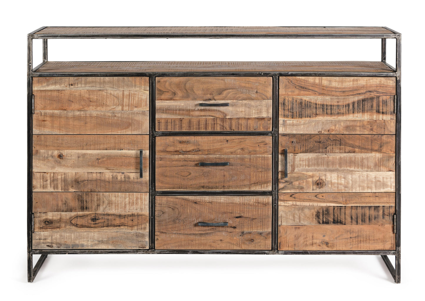 Credenza industrial in ferro battuto e legno massello 2 ante 3 cassetti SCONTO 20% spedizione gratuita - lapagoda.net