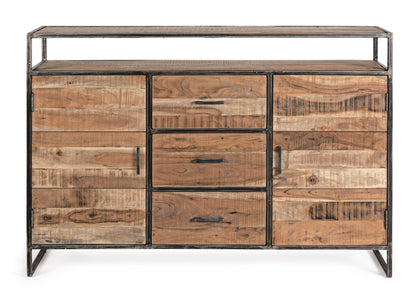 Credenza industrial in ferro battuto e legno massello 2 ante 3 cassetti SCONTO 20% spedizione gratuita - lapagoda.net