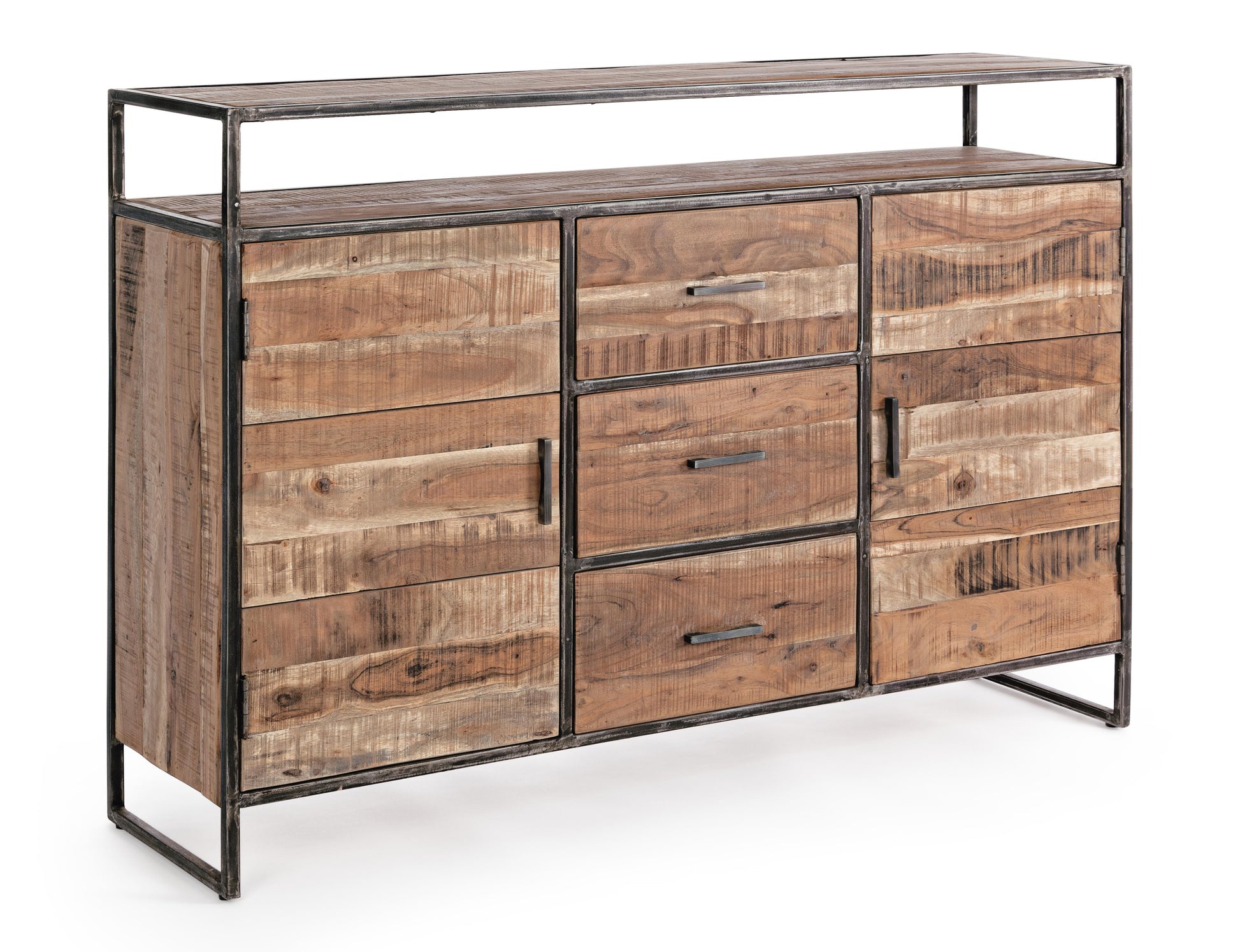 Credenza industrial in ferro battuto e legno massello 2 ante 3 cassetti SCONTO 20% spedizione gratuita - lapagoda.net
