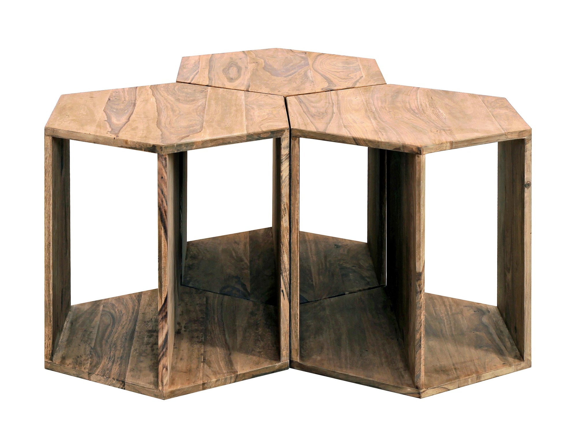 Set da 3 tavolini vintage in legno massello naturale SCONTO 10% spedizione gratuita - lapagoda.net