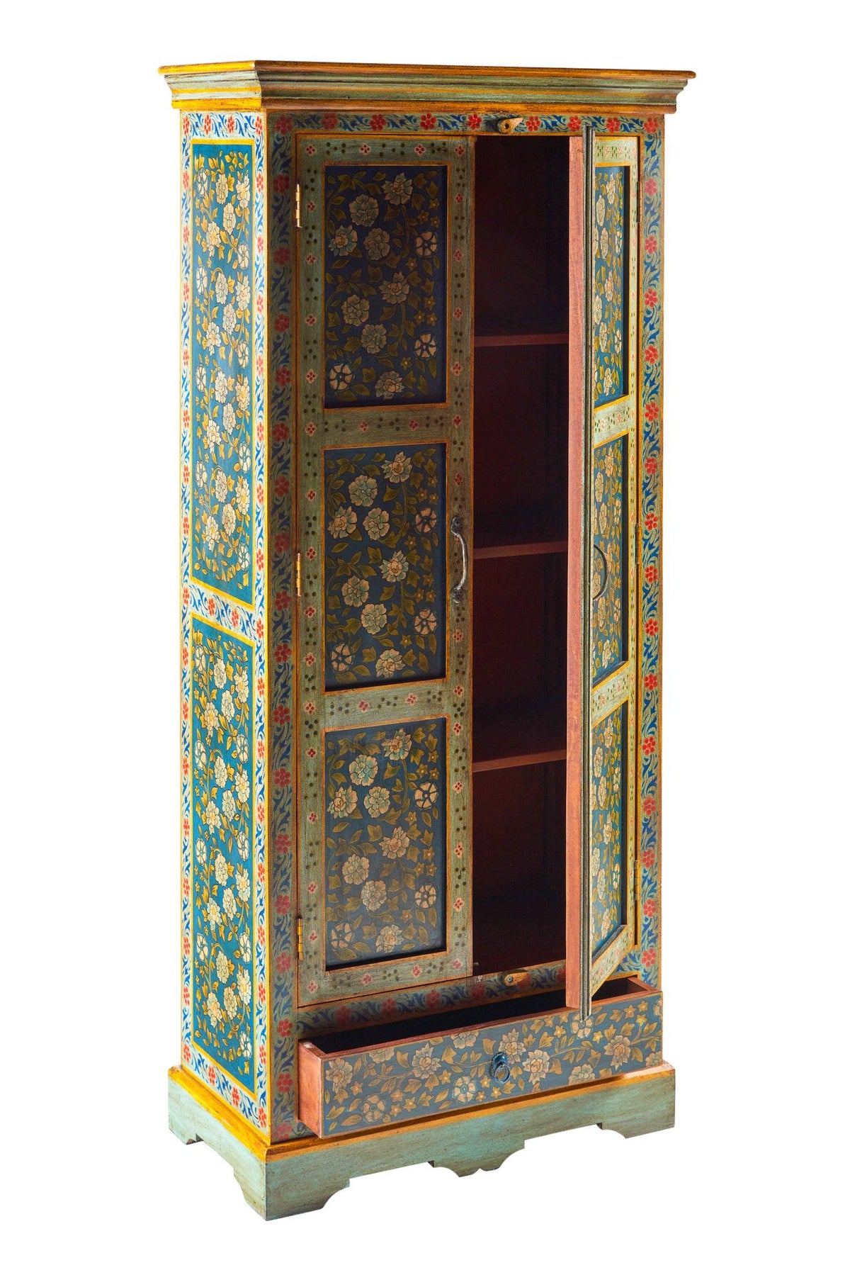 Armadio Indiano in legno massello dipinto 2a 1c  interno - lapagoda.net