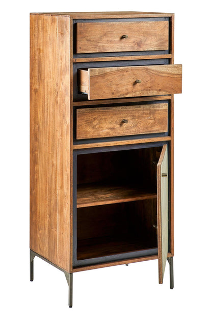 Credenza industrial ferro e legno 3 cassetti 1 anta Ardesia - lapagoda.net
