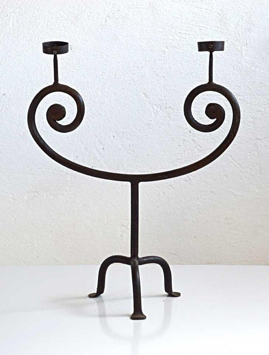 candelabro doppio in ferro battuto ferro forgiato a mano artigianato online