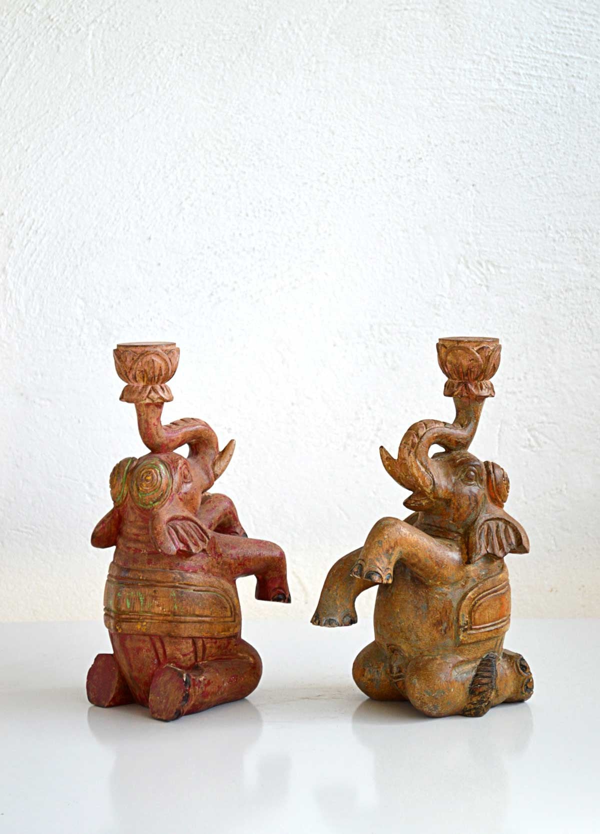 elefanti in legno scolpito a mano artigianato indiano online 