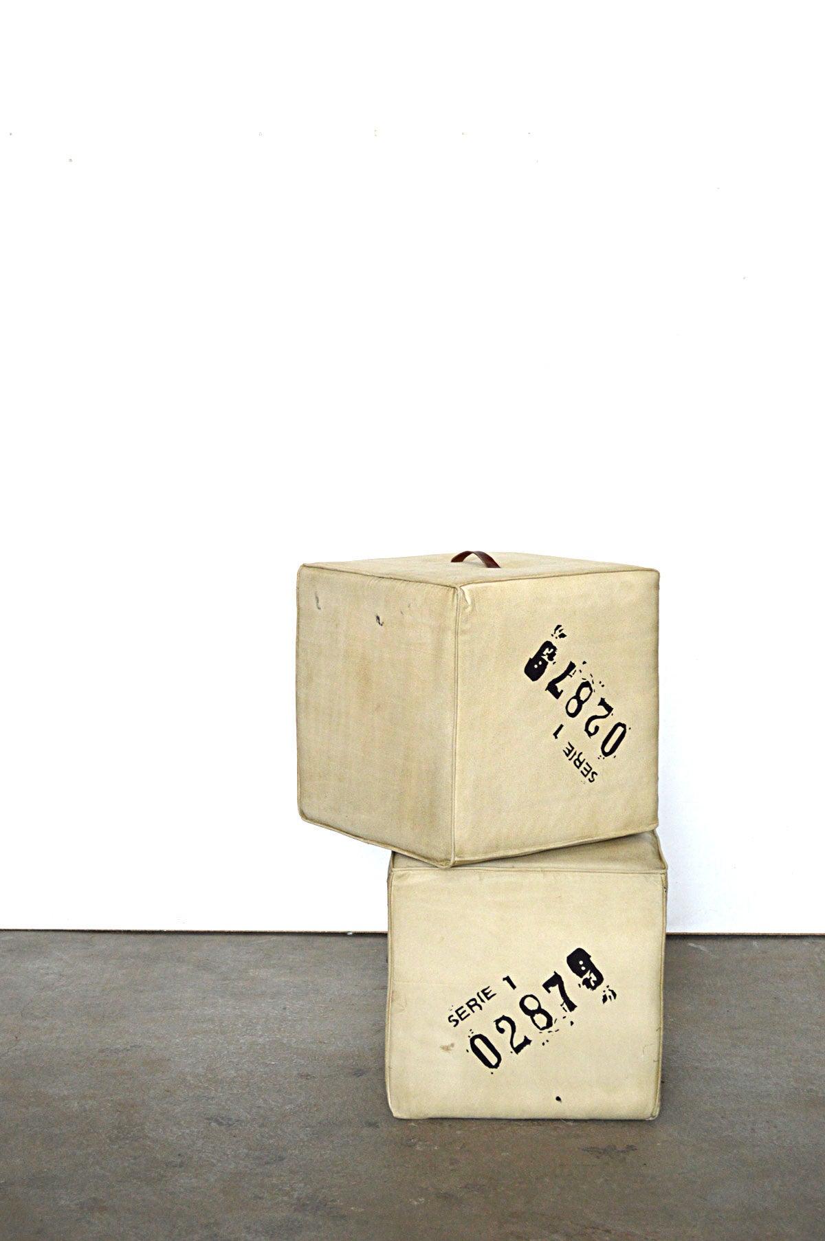 Cuscino Pouffe cubo Cotone e Pelle - lapagoda.net