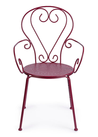 Sedie poltroncine da esterno in stile shabby chic in ferro verniciato, bordeaux - SET DI 4 SEDIE - SCONTO 20% - lapagoda.net