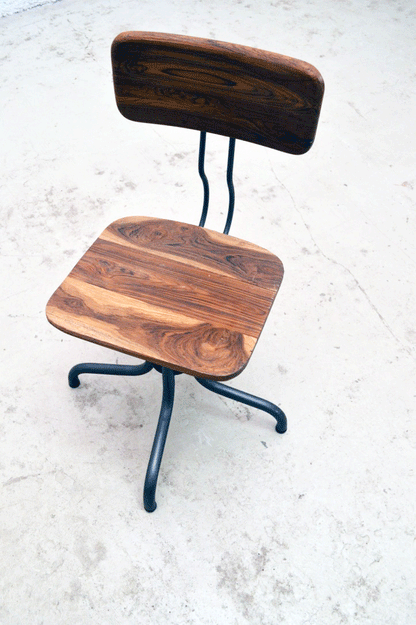 sedia poltrona girevole da ufficio stile retro vintage industrial online stile industriale ferro e teak massello
