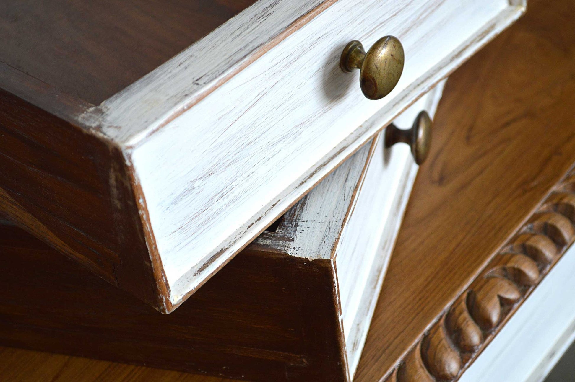 Scrittoio in Teak Epoca Coloniale - 2 cassetti - lapagoda.net