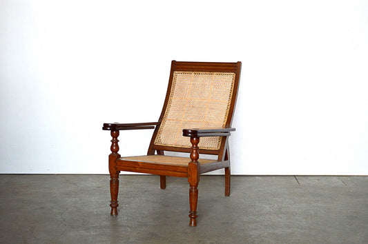 sedia coloniale in mogano con seduta in paglia e poggiapiedi mobili indiani online 