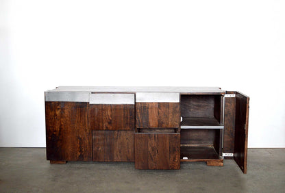 credenza moderna in legno massello di palissandro e placche di alluminio mobili etnici online mobili indian i online