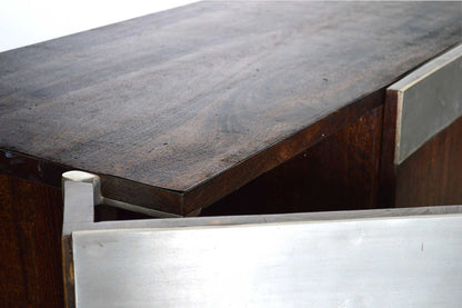 credenza moderna in legno massello di palissandro e placche di alluminio mobili etnici online mobili indian i online