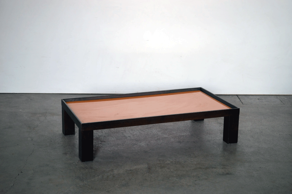 Tavolino rettangolare in legno massello con vetro arancio -IT.etnie.1- - lapagoda.net