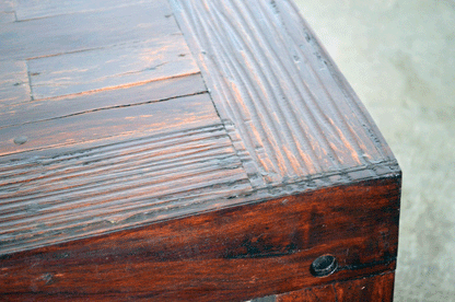 Tavolino rettangolare in legno massello riciclato effetto parque -A.07- - lapagoda.net